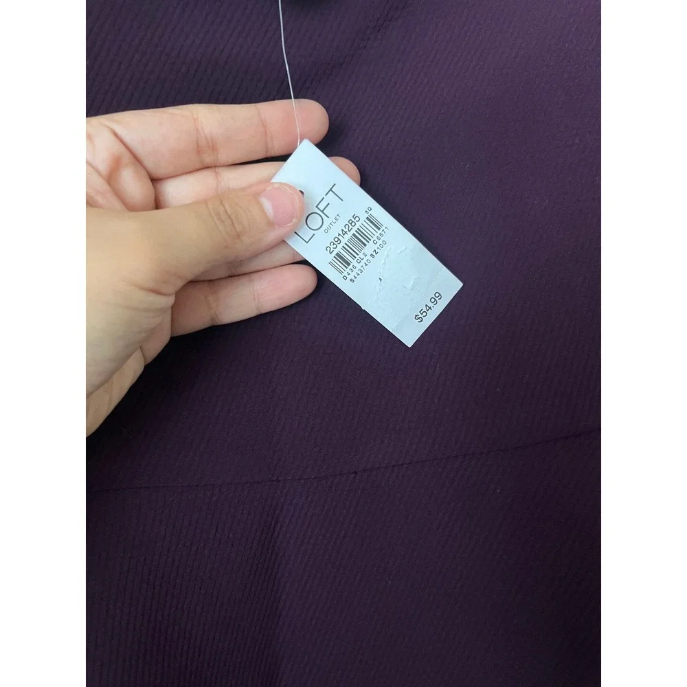 LOFT Purple Ribbed Flounce Drop Waist Mini Skirt dark academy Size 10 NWT